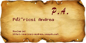 Páricsi Andrea névjegykártya